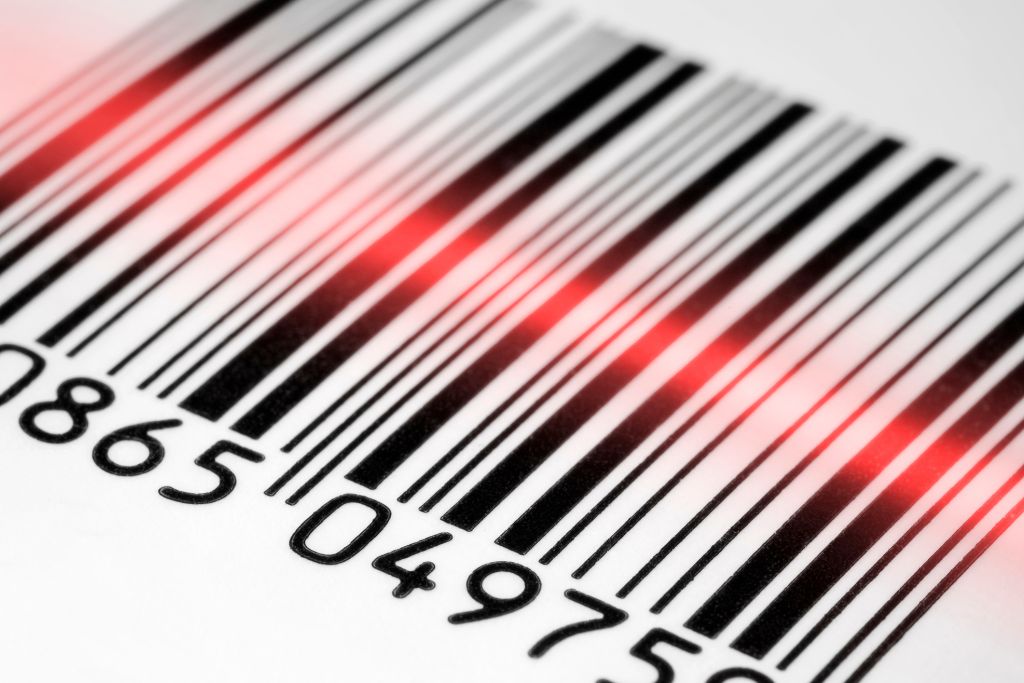 A barcode is being scanned