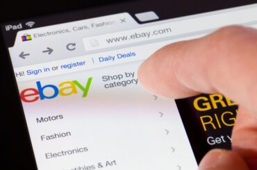 The eBay website open by a browser