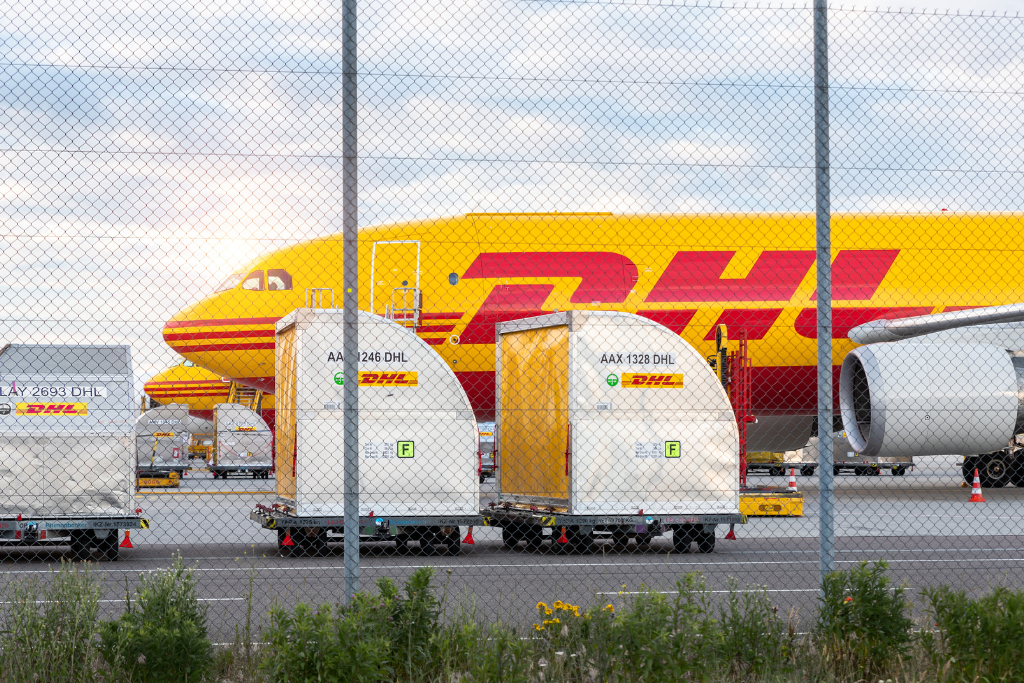 DHL plane getting ready to deliver cargo