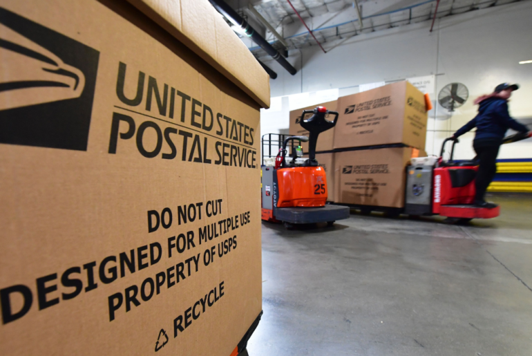 USPS box package in facility