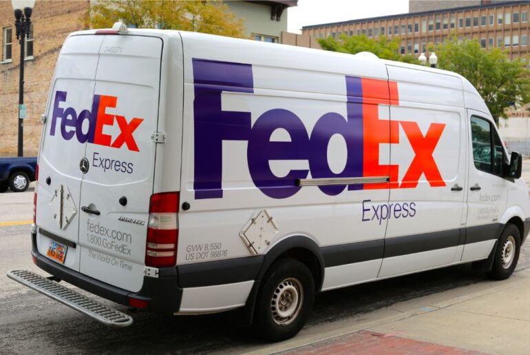 FedEx express van showcasing FedEx logo